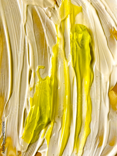Swab of creamy textures. Smear of skincare cosmetics product. Cosmetology wellness and beauty concept. 
