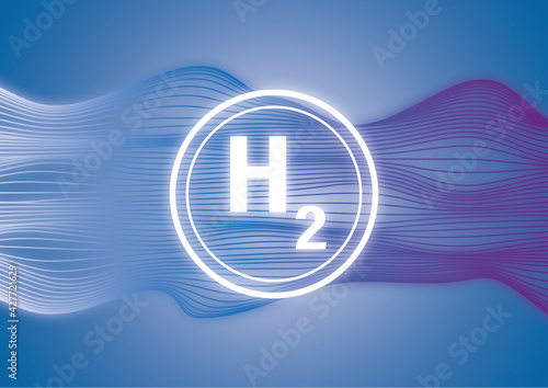 Wasserstoff H2 im Kreis auf hellem Hintergrund