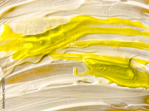 Swab of creamy textures. Smear of skincare cosmetics product. Cosmetology wellness and beauty concept. 