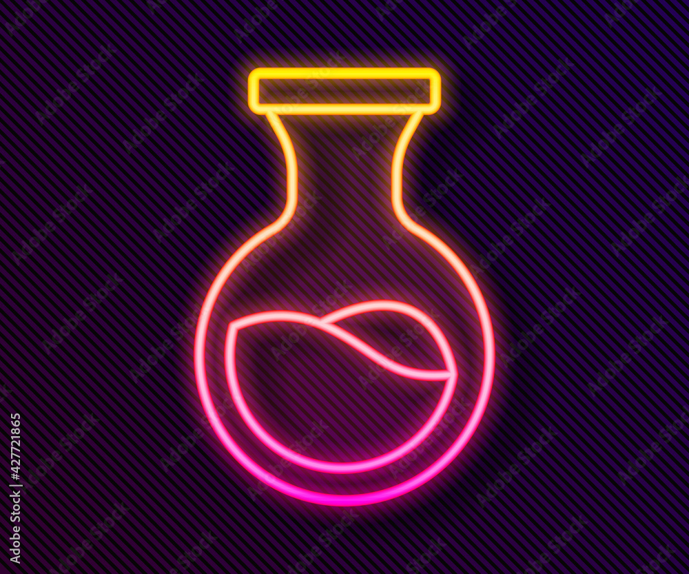 Glowing neon line Test tube and flask chemical laboratory test icon isolated on black background. Laboratory glassware sign. Vector Glowing neon line Test tube and flask chemical laboratory test icon isolated on black background. Laboratory glassware sign. Vector