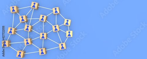Teamwork, network and community concept. Connecting people into one network