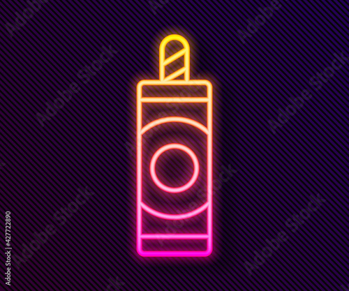 Glowing neon line Firework icon isolated on black background. Concept of fun party. Explosive pyrotechnic symbol. Vector