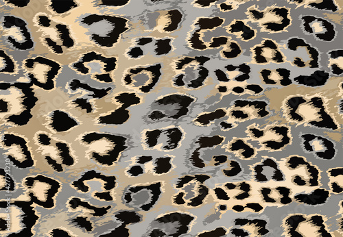 Full seamless leopard cheetah animal skin pattern. Ornamental Silver Yellow Design for women textile fabric printing. Suitable for trendy fashion use.
