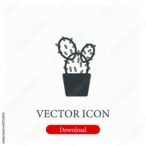 Cactus vector icon.  Editable stroke. Linear style sign for use on web design and mobile apps  logo. Symbol illustration. Pixel vector graphics - Vector