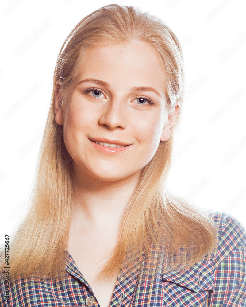 young pretty blonde hair woman happy smiling isolated on white background, lifestyle people concept young pretty blonde hair woman happy smiling isolated on white background, lifestyle people concept