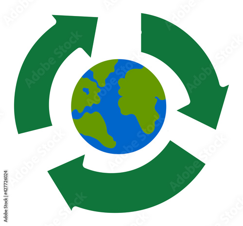 Globe and recycle save earth illustration