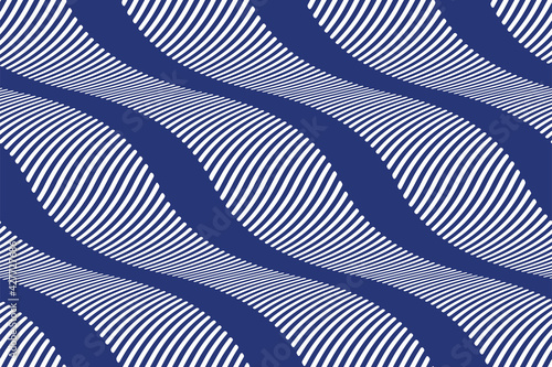 Full Seamless Background with waves lines Vector. Dark blue texture with vertical wave lines. Vertical lines design for fashion and decor fabric print.