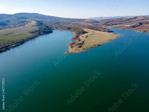 Aerial view of Dyakovo Reservoir  Bulgaria
