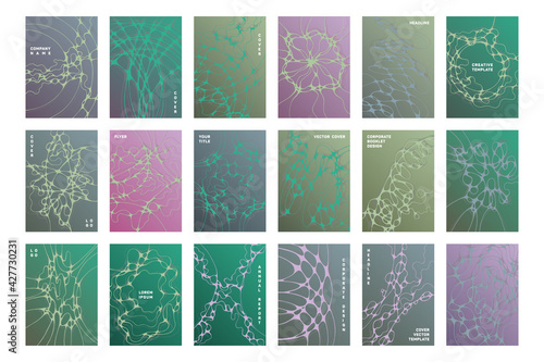 Biomedical brochure cover templates vector set.