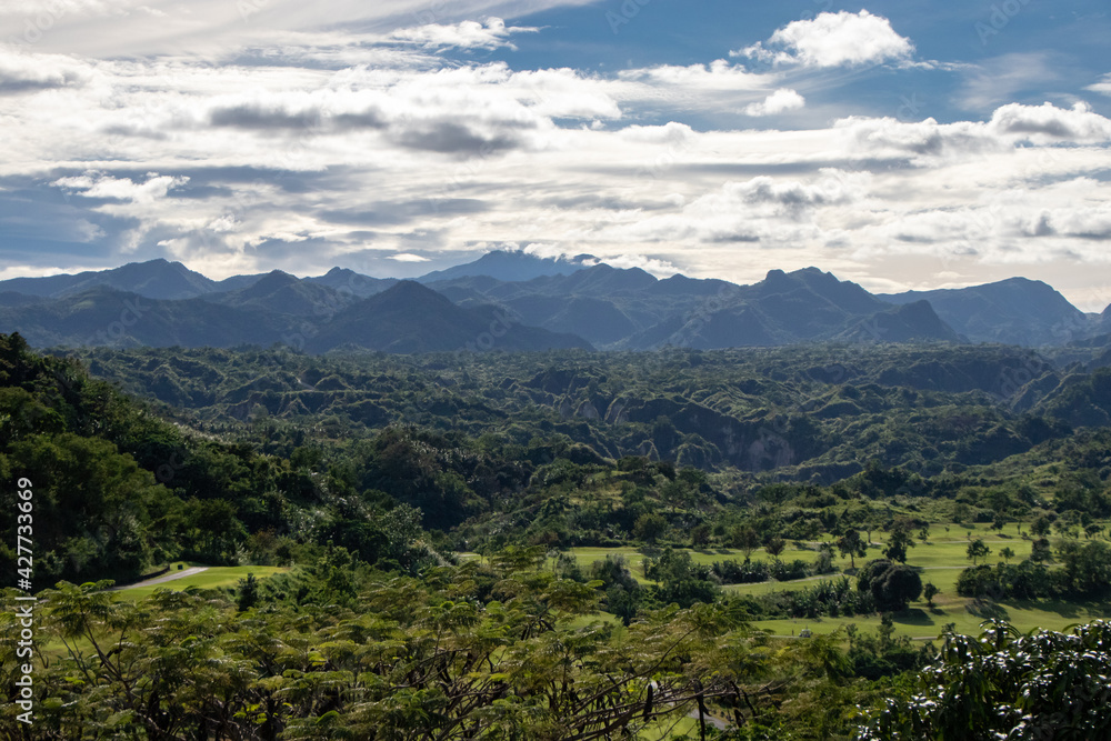 Overlook with View of Tropical Forests and Jagged Mountains outside of Clark, Philippines - Pampanga, Luzon, Philippines 