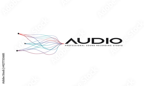 Wallpaper Mural DJ Dance Party Logo, Recording Studio Emblem, Audio Wave and Light White Gradient Background Torontodigital.ca