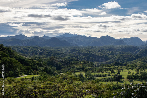 Overlook with View of Tropical Forests and Jagged Mountains outside of Clark, Philippines - Pampanga, Luzon, Philippines 