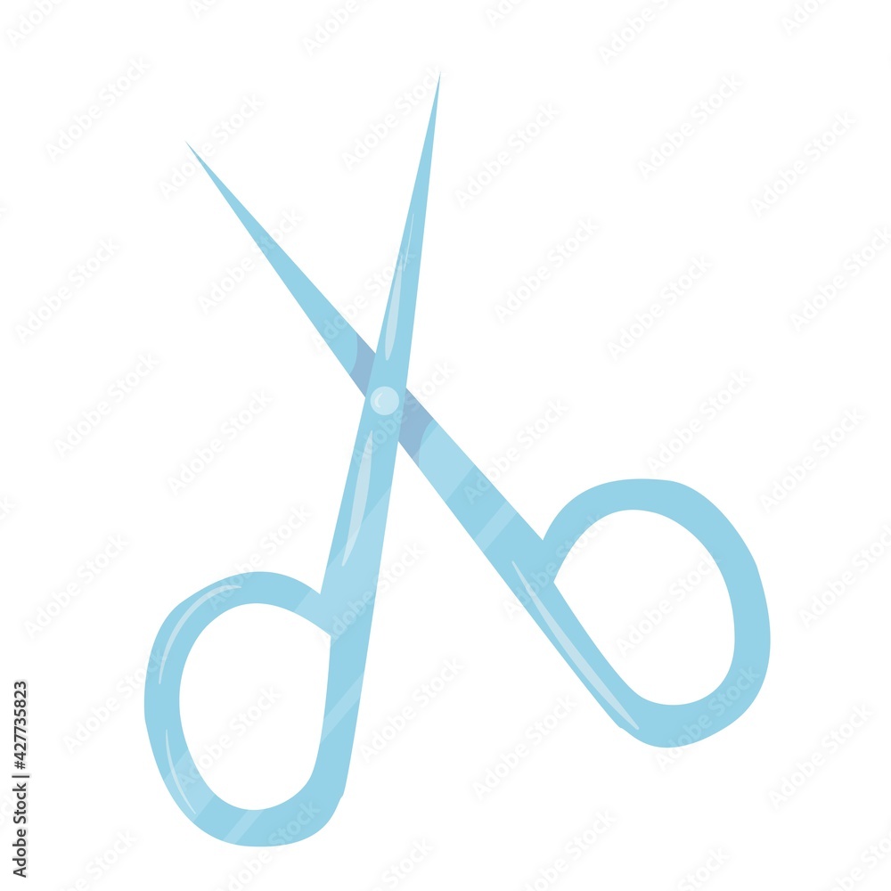 Scissors. Manicure tools drawn in cartoon style. Vector illustration isolated on white background. Scissors. Manicure tools drawn in cartoon style. Vector illustration isolated on white background.