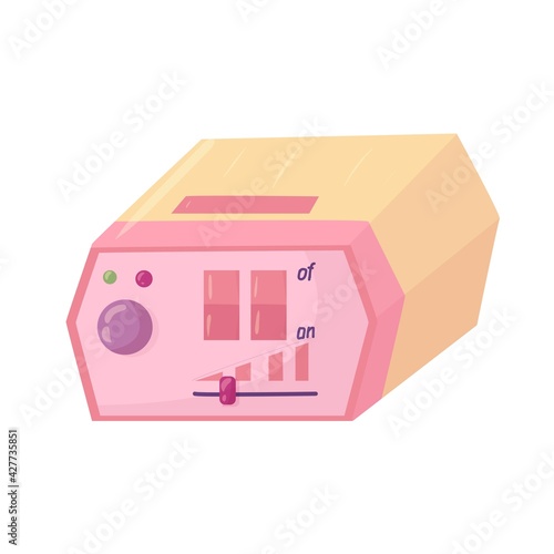 Apparatus for manicure. Milling cutter. Manicure tools drawn in cartoon style. Vector illustration isolated on white background.