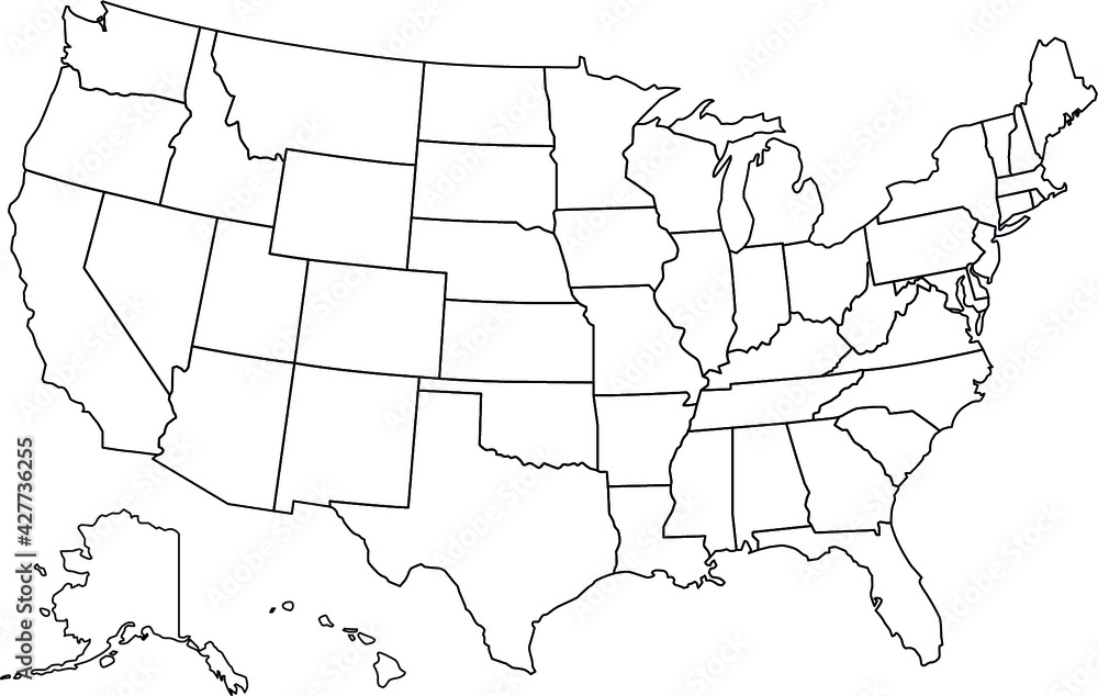 USA Map with Separate Layers for Each State