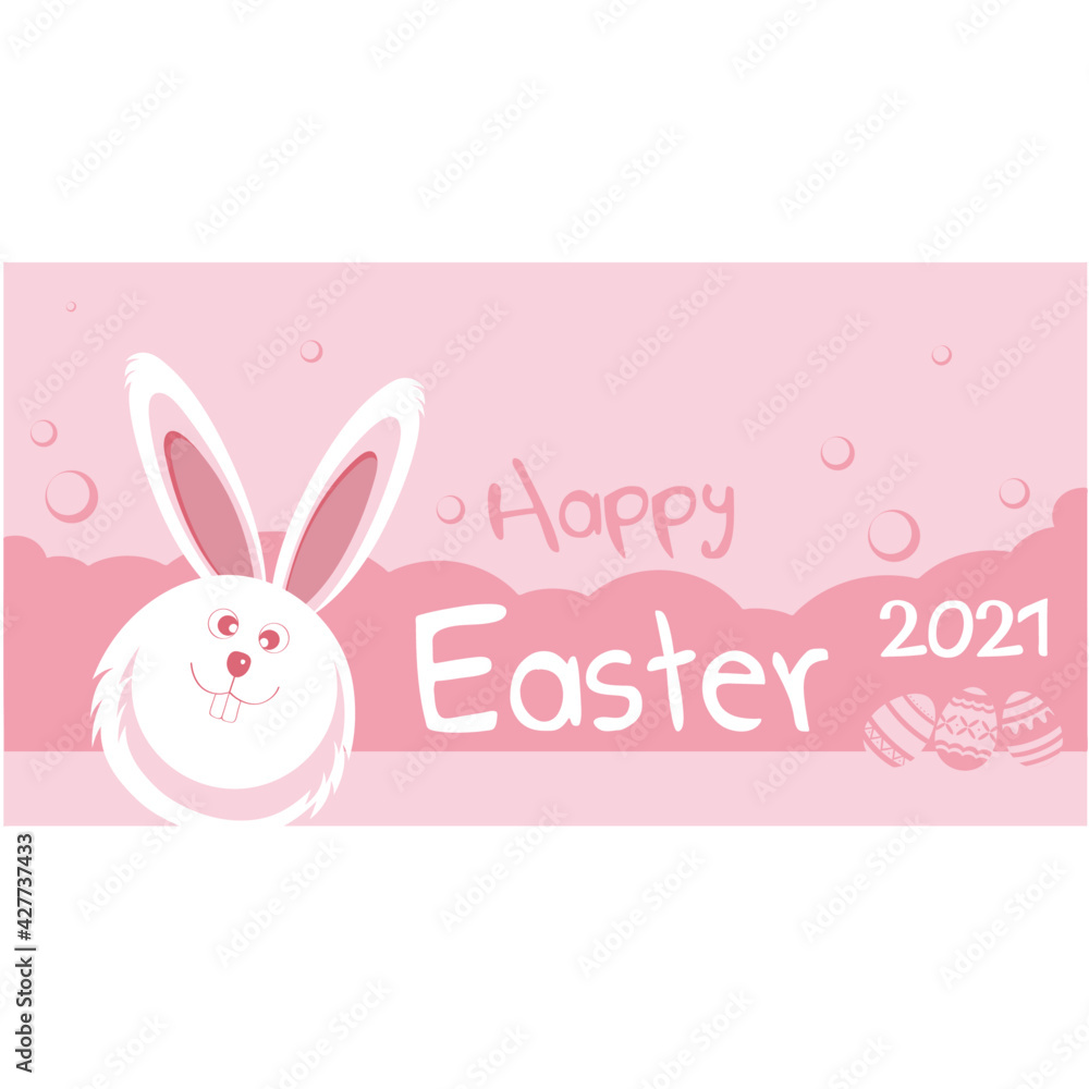 Happy Easter greeting card with funny bunny and lettering design Happy Easter greeting card with funny bunny and lettering design