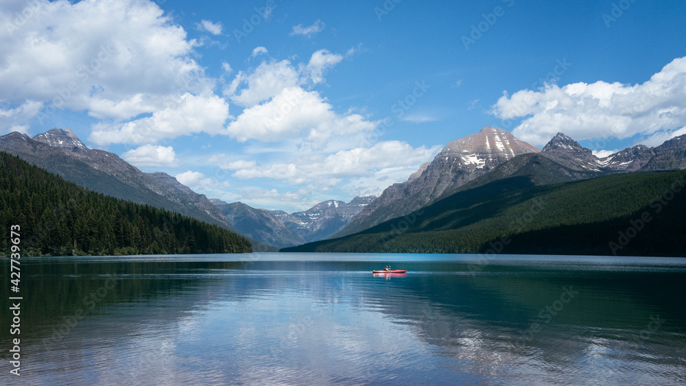 Bowman Lake with Kayaker