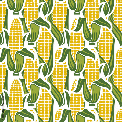 seamless pattern of corn cobs isolated on white background