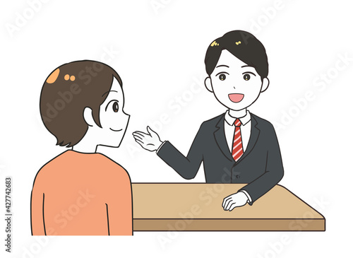 相談を受ける男性　女性