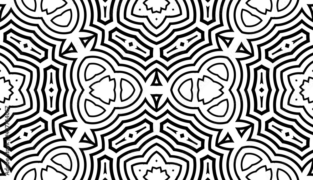 Abstract fantasy striped thin line round geometric seamless pattern. Creative mosaic, tile background. Abstract fantasy striped thin line round geometric seamless pattern. Creative mosaic, tile background.