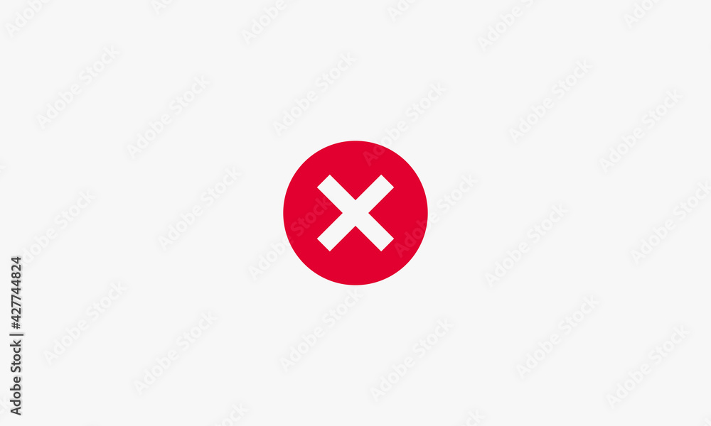 red crossmark button vector illustration on white background. creative icon. red crossmark button vector illustration on white background. creative icon.