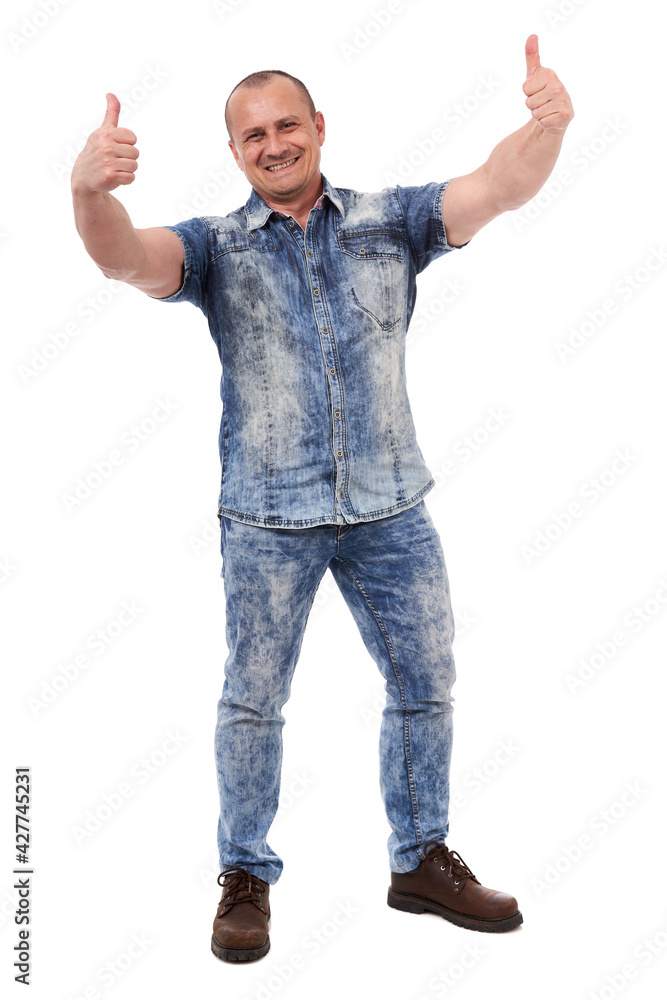 Caucasian man showing thumbs up Caucasian man showing thumbs up