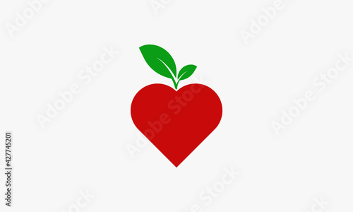 fruit heart logo design vector. healthy concept.