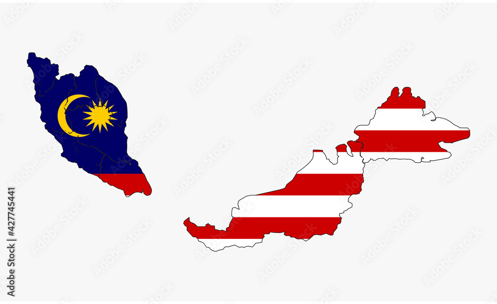 malaysia map flag vector design on white background Stock Vector ...