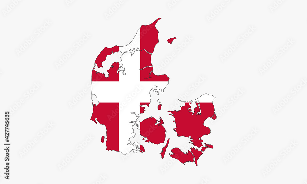 denmark map flag vector design on white background denmark map flag vector design on white background