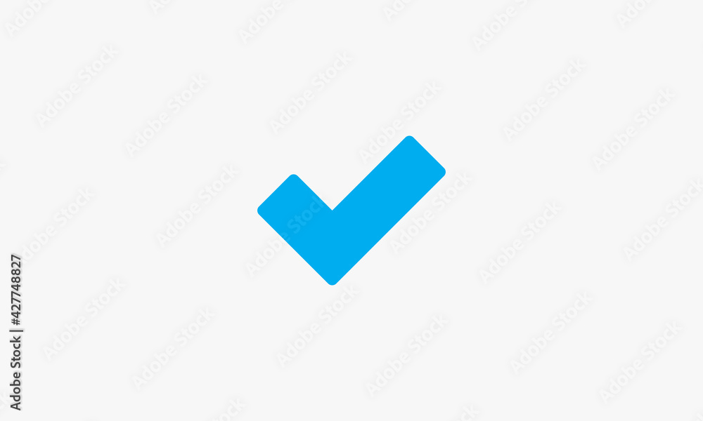 blue checkmark vector illustration on white background. creative icon. blue checkmark vector illustration on white background. creative icon.
