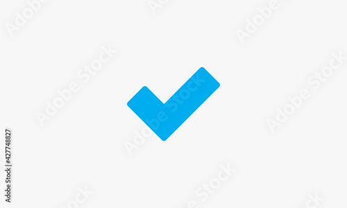 blue checkmark vector illustration on white background. creative icon.