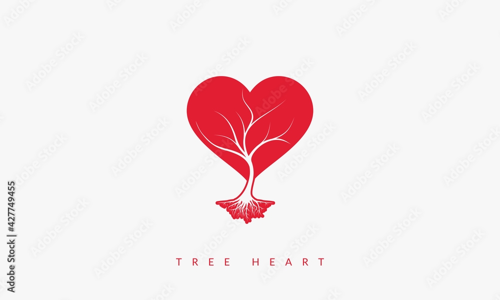 tree heart vector illustration. isolated on white background.