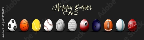 Happy Easter. Set eggs in the form of sport balls