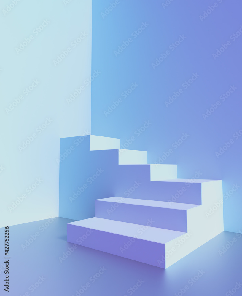 Podium stairs, platform staircase, 3D pedestal ladder background. Podium stand with stage ladder steps, product display studio room background Podium stairs, platform staircase, 3D pedestal ladder background. Podium stand with stage ladder steps, product display studio room background