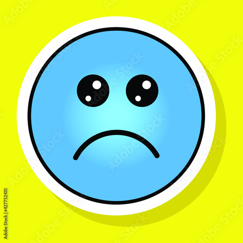 Cute gradient social media frowning face emoji on yellow background. Royalty-free.