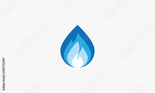 blue gas flames logo design vector on white background.