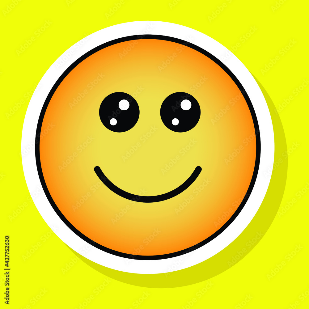 Fototapeta premium Cute gradient social media face emoji on yellow background. Royalty-free.