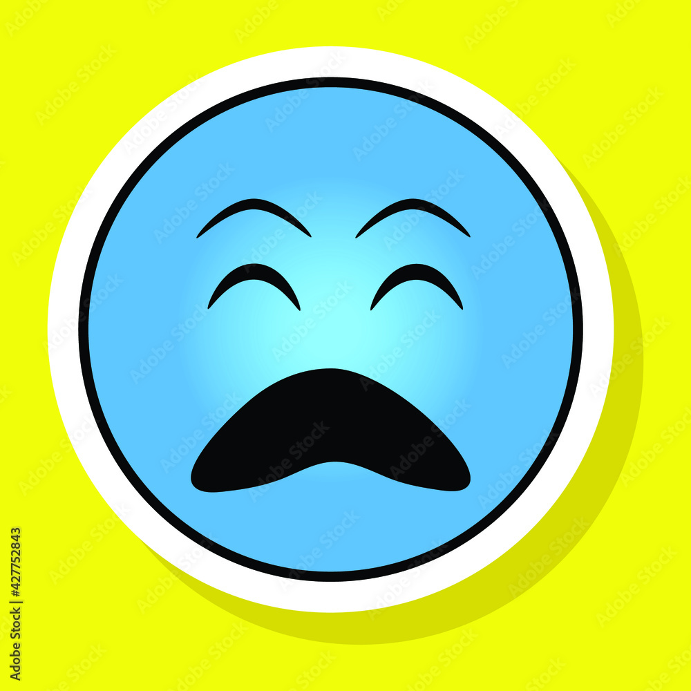 Cute gradient social media weary face emoji on yellow background. Royalty-free. Cute gradient social media weary face emoji on yellow background. Royalty-free.
