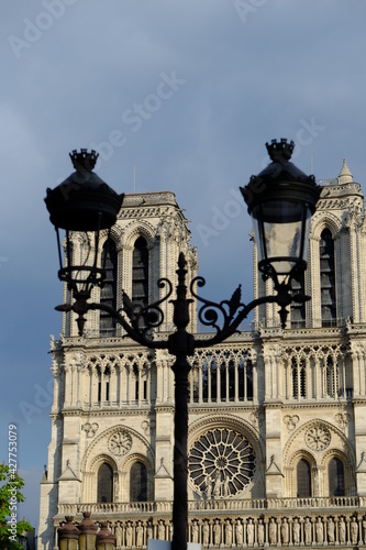 A close up on Notre Dame de Paris during its reconstruction. The 14th April 2021, Paris center France.