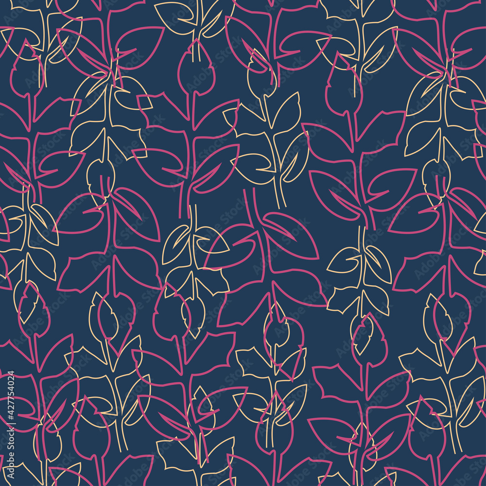 Seamless floral pattern. Trendy line art design for wallpaper, textile design, packing, fabric. Modern vibrant abstract flowers and leaves. Seamless floral pattern. Trendy line art design for wallpaper, textile design, packing, fabric. Modern vibrant abstract flowers and leaves.