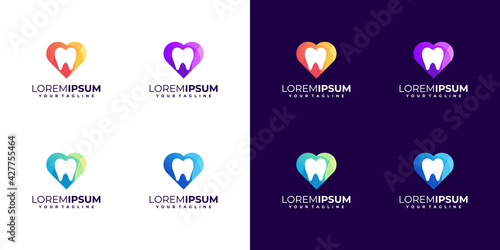awesome colorful love dental logo design