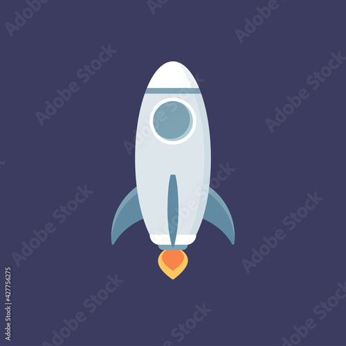 Rocket ship or starship isolated flying in sky, fast delivery, future space travel, startup technology cartoon vector.
