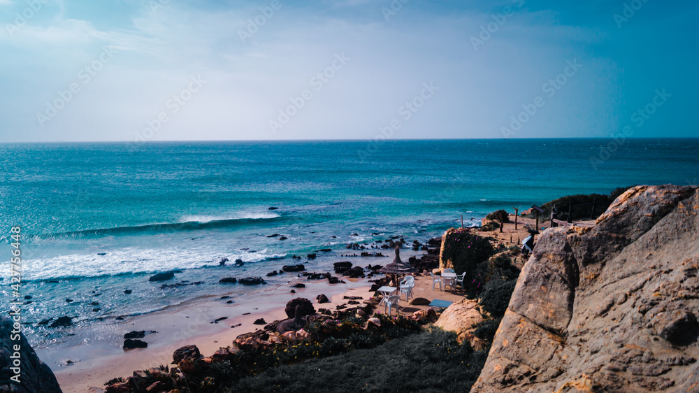 pictures sea coast and rocks in tanger marooco