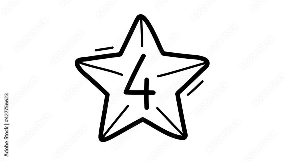 The star with the number 4 animation is hand-drawn in cartoon style. 4k motion video Illustration for Independence Day in the United States alpha channel The star with the number 4 animation is hand-drawn in cartoon style. 4k motion video Illustration for Independence Day in the United States alpha channel
