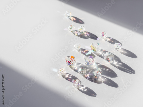 Canvas Print Sparkling glass beads on hard sunlight