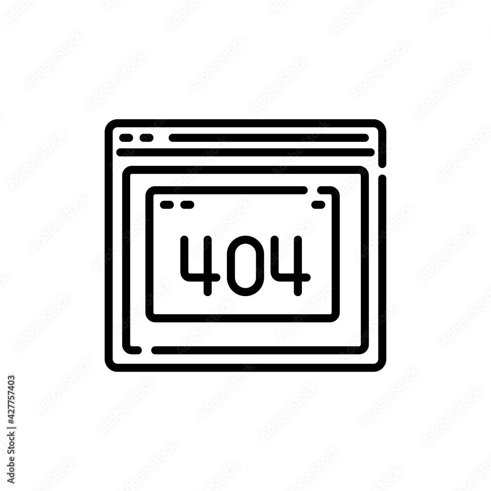Error 404 outline vector icon. Thin line black error 404 icon, flat vector simple element illustration from editable programming Error 404 outline vector icon. Thin line black error 404 icon, flat vector simple element illustration from editable programming