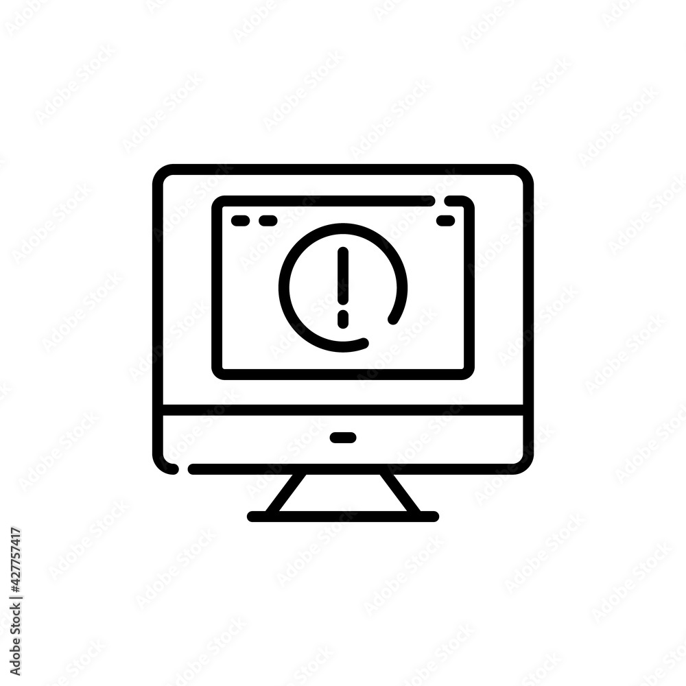 Error outline vector icon. Thin line black error icon, flat vector simple element illustration from programming concept Error outline vector icon. Thin line black error icon, flat vector simple element illustration from programming concept