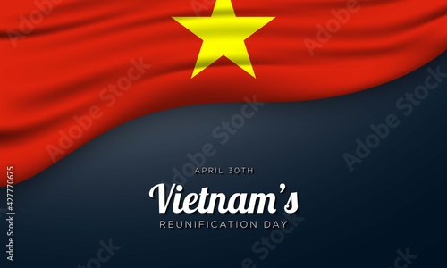 Vietnam’s Reunification Day Background Design. Vector Illustration.