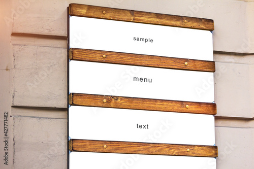  menu restaurant wall billboard board copy space blank