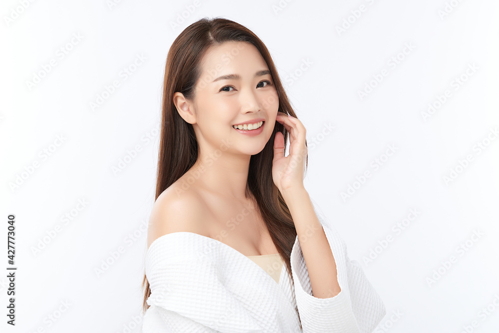 Beautiful young asian woman with clean fresh skin on white background, Face care, Facial treatment, Cosmetology, beauty and spa, Asian women portrait Beautiful young asian woman with clean fresh skin on white background, Face care, Facial treatment, Cosmetology, beauty and spa, Asian women portrait